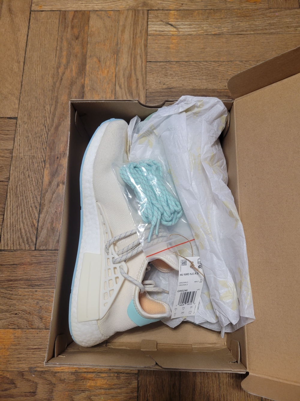 White Pharrell x Adidas NMD Human Race Sneakers Size 10 - Picture 3 of 8
